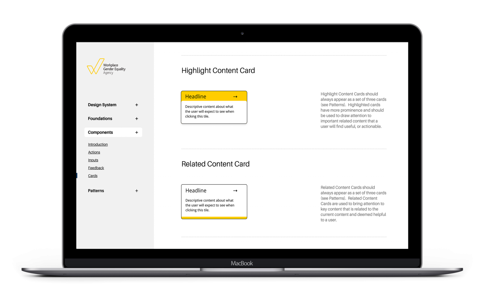Workplace Gender Equality Agency's UI design guide