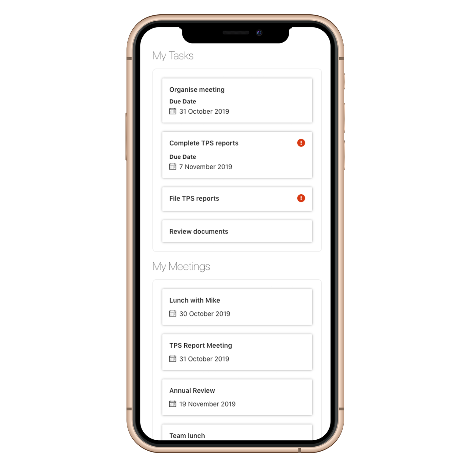 A mobile phone screenshot of the AMSA web application